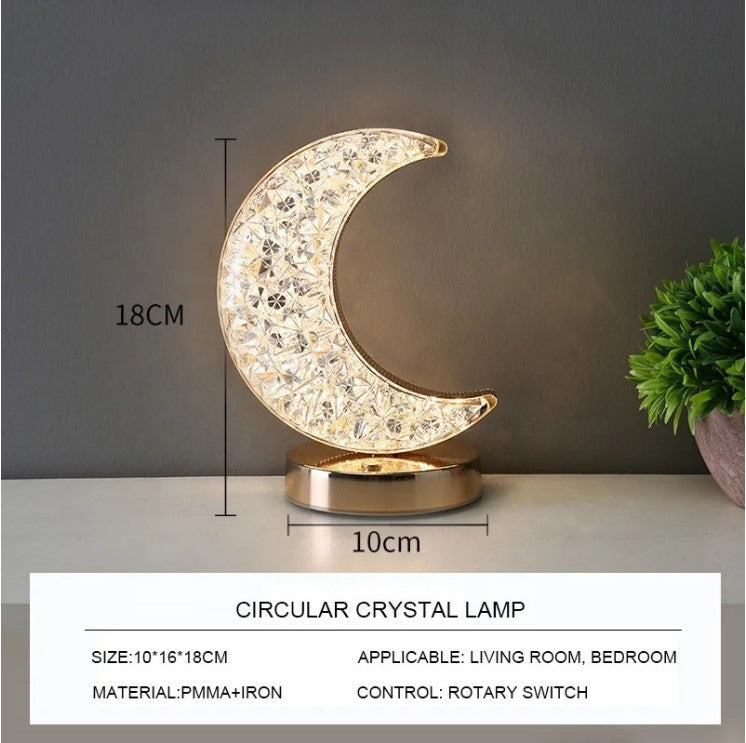 Crystal Rechargeable Table Desk Lamp - Moon Shape