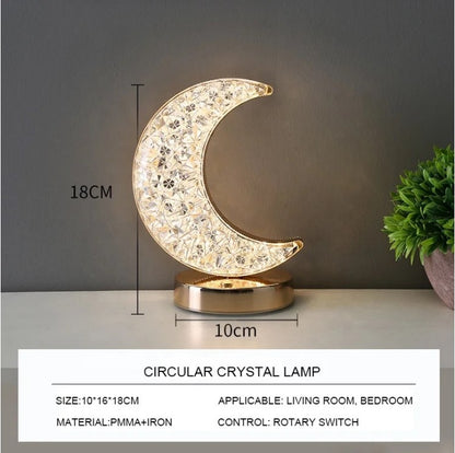 Crystal Rechargeable Table Desk Lamp - Moon Shape