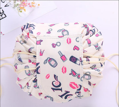 Drawstring Cosmetic Bag Travel Organizer - Beige Cosmetic