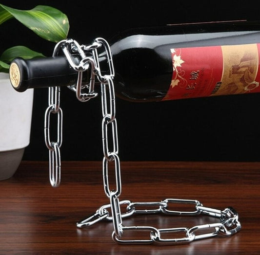Multifunctional Metal One Bottle Wine Display Racks Stand Holder - Mettalic Chain Design