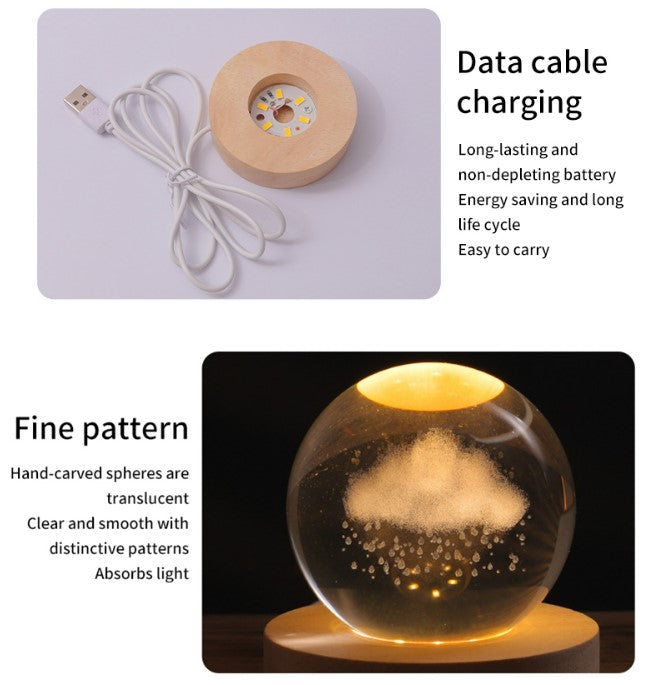 Luminous Crystal Ball Galaxy Night Light Decoration 3D Laser Carved - Solar System