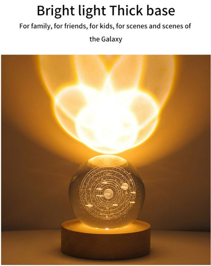 Luminous Crystal Ball Galaxy Night Light Decoration 3D Laser Carved - Saturn